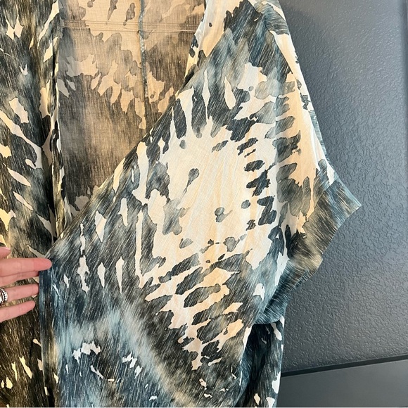 BRYN WALKER • Ezra wave blue tie dye lightweight kimono cardigan • 3x - Picture 6 of 8